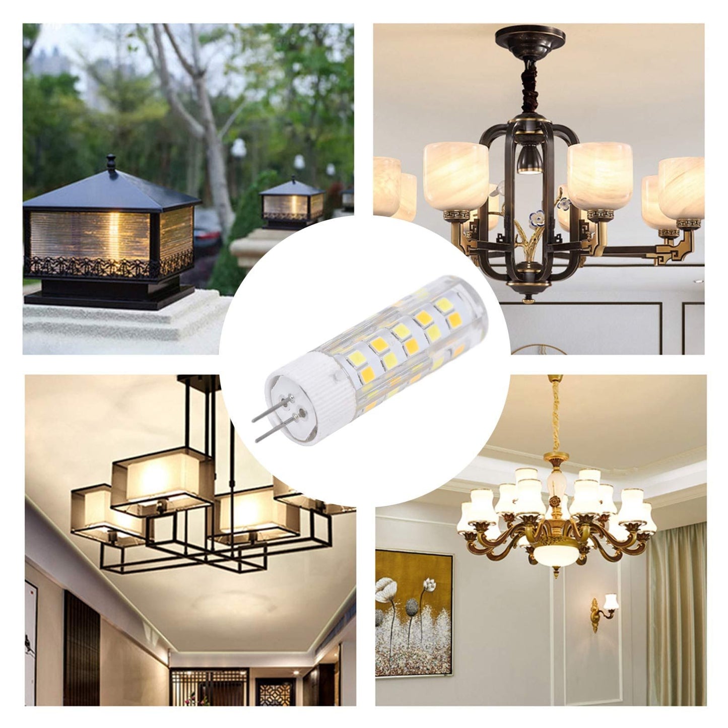 6PCS G4 Light Bulb 3 Light Color 220V Small Ceiling Lamp Bulb Wall Lamp Bulb for Home OfficeG4 7W 64LED V1294-YM0523-3119210280113