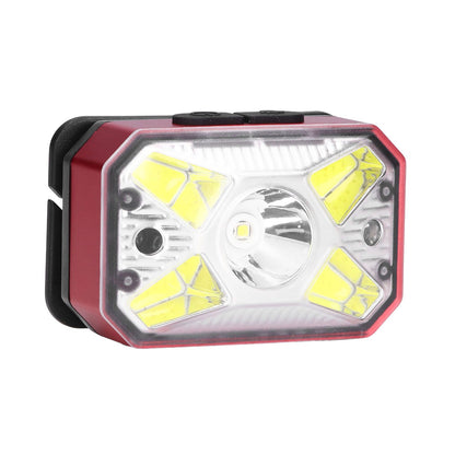 LED Headlight Outdoor COB Induction Headlight USB Charging Head Flashlight for Night RunningRed V1294-YM0523-3119210280611