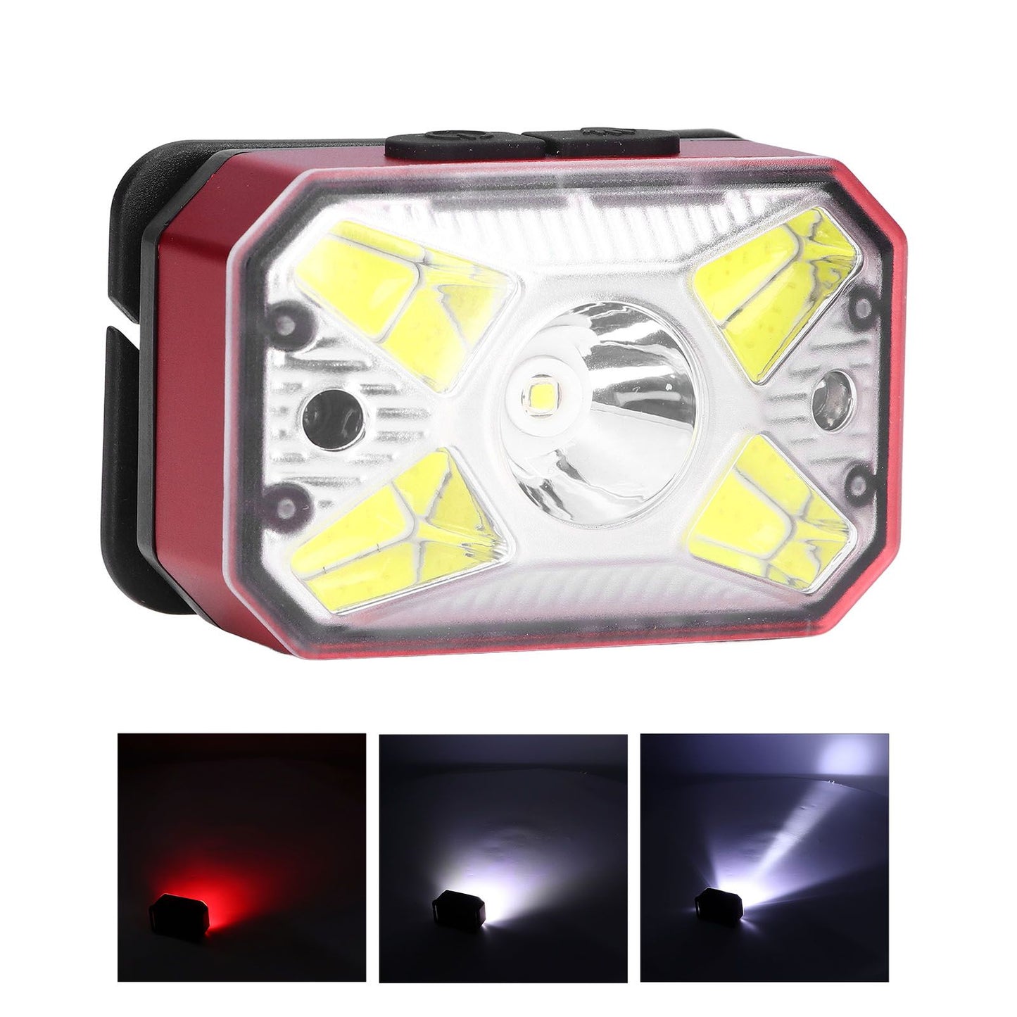 LED Headlight Outdoor COB Induction Headlight USB Charging Head Flashlight for Night RunningRed V1294-YM0523-3119210280611