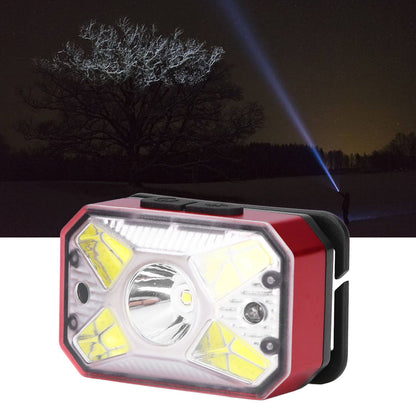 LED Headlight Outdoor COB Induction Headlight USB Charging Head Flashlight for Night RunningRed V1294-YM0523-3119210280611