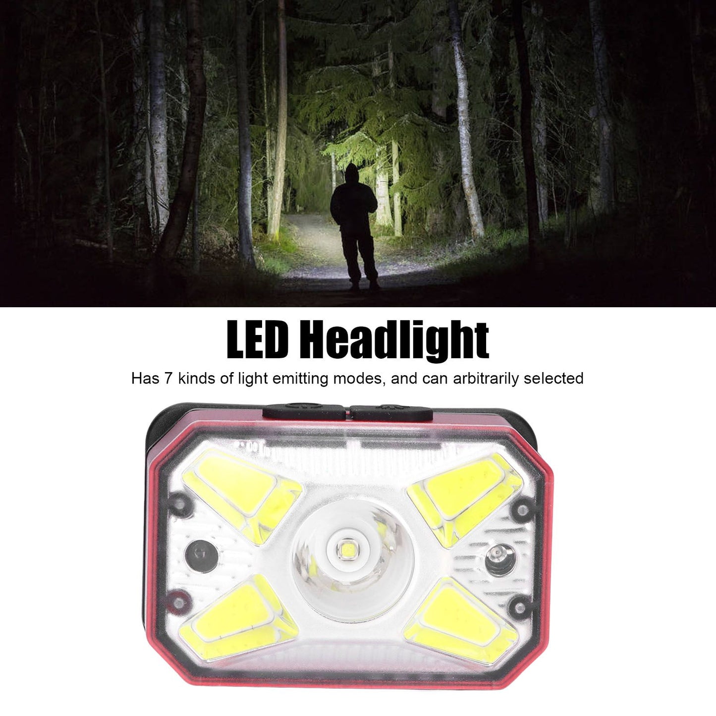 LED Headlight Outdoor COB Induction Headlight USB Charging Head Flashlight for Night RunningRed V1294-YM0523-3119210280611
