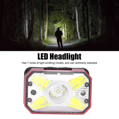 LED Headlight Outdoor COB Induction Headlight USB Charging Head Flashlight for Night RunningRed V1294-YM0523-3119210280611