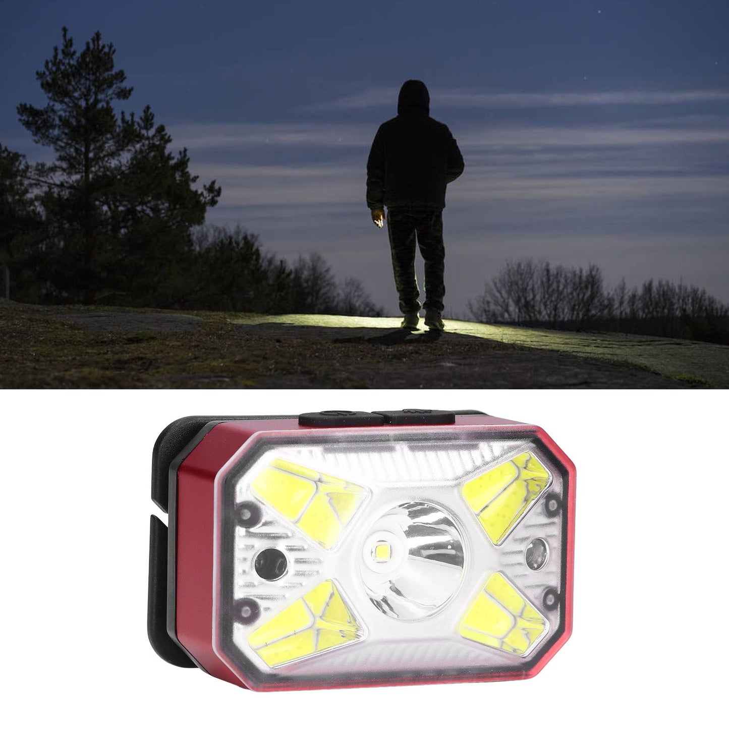 LED Headlight Outdoor COB Induction Headlight USB Charging Head Flashlight for Night RunningRed V1294-YM0523-3119210280611