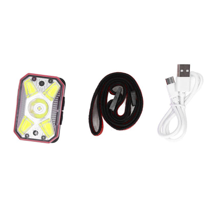 LED Headlight Outdoor COB Induction Headlight USB Charging Head Flashlight for Night RunningRed V1294-YM0523-3119210280611