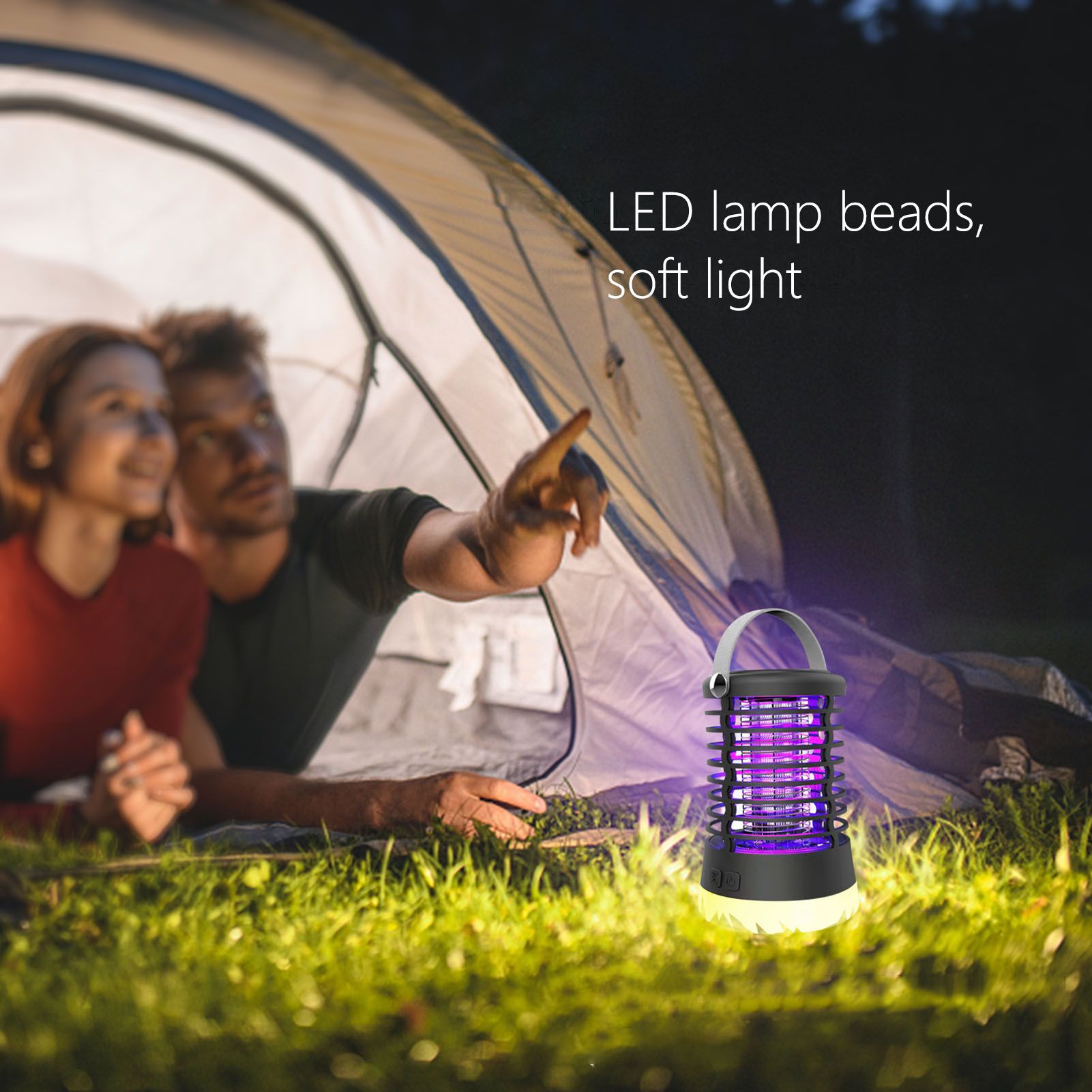 Electric Mosquito Light USB Charging Mosquito Trap Lamp with 3 Light Colors for Bedroom Kitchen Office Garden V1294-YM0523-3119210340611