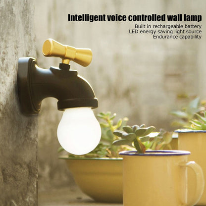 Creative LED Faucet Night Light USB Charging Voice Controlled Induction Bedside Lamp for Corridor V1294-YM0523-3119210340911