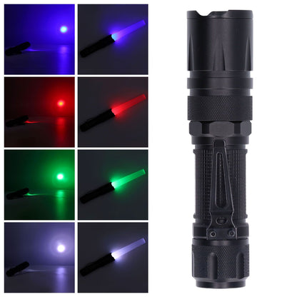 RGBW Flashlight IPX5 Waterproof 4 in 1 4 Colors Lighting 100-200m Range Multi Function Flashlight for V1294-YM0523-3119210343011