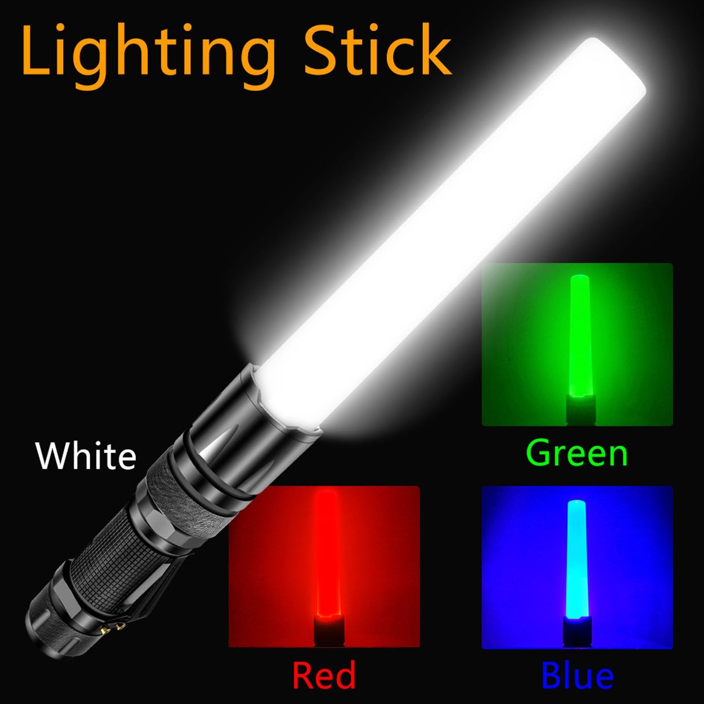 RGBW Flashlight IPX5 Waterproof 4 in 1 4 Colors Lighting 100-200m Range Multi Function Flashlight for V1294-YM0523-3119210343011