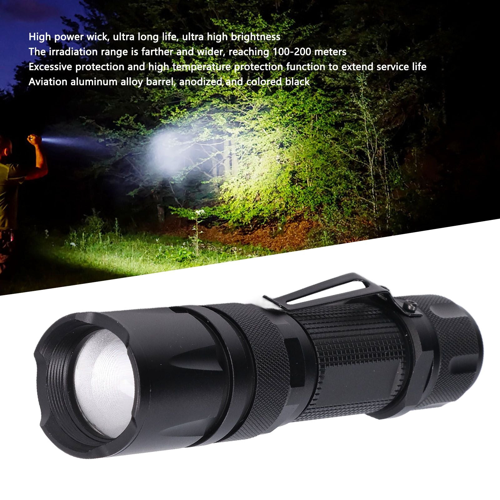 RGBW Flashlight IPX5 Waterproof 4 in 1 4 Colors Lighting 100-200m Range Multi Function Flashlight for V1294-YM0523-3119210343011