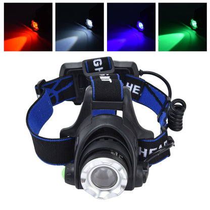 4 in 1 RGBW Focus Headlamp Telescopic Zoom USB Rechargeable Super Bright Headlight for Fishing V1294-YM0523-3119210343211