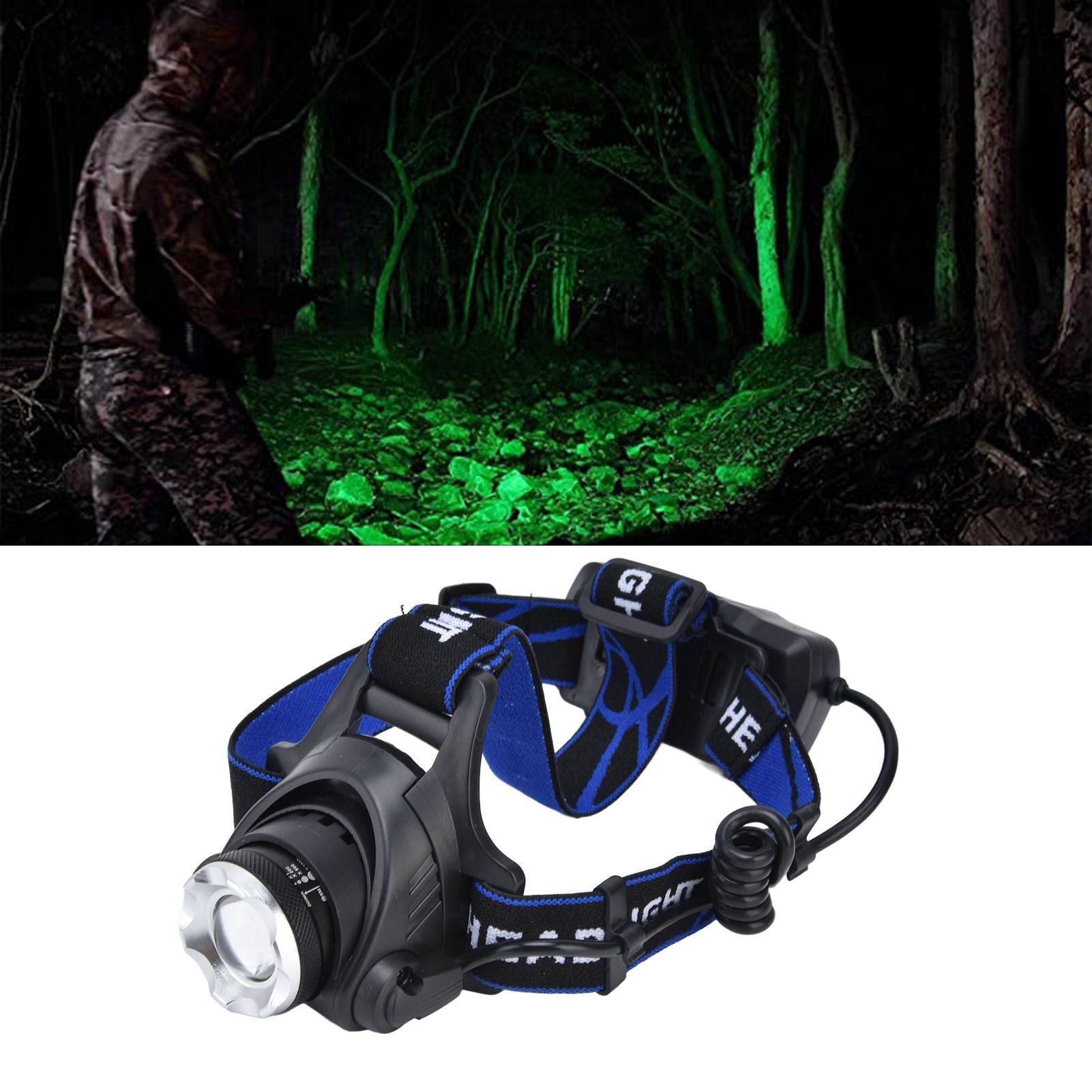 4 in 1 RGBW Focus Headlamp Telescopic Zoom USB Rechargeable Super Bright Headlight for Fishing V1294-YM0523-3119210343211