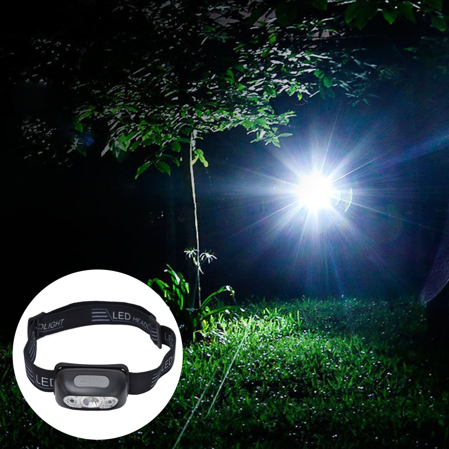 LED Headlamp Multifunctional Adjustable Angle Waterproof USB Charging Motion Sensor Portable Head Flashlight V1294-YM0523-3119220000611