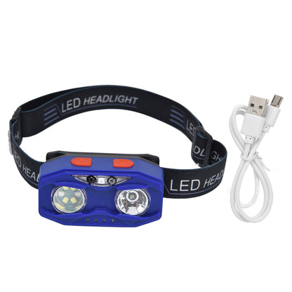 LED Headlamp Smart Switch Waving Induction USB Charging Waterproof Dual Light Source Adjustable Headband Light V1294-YM0523-3119220002011