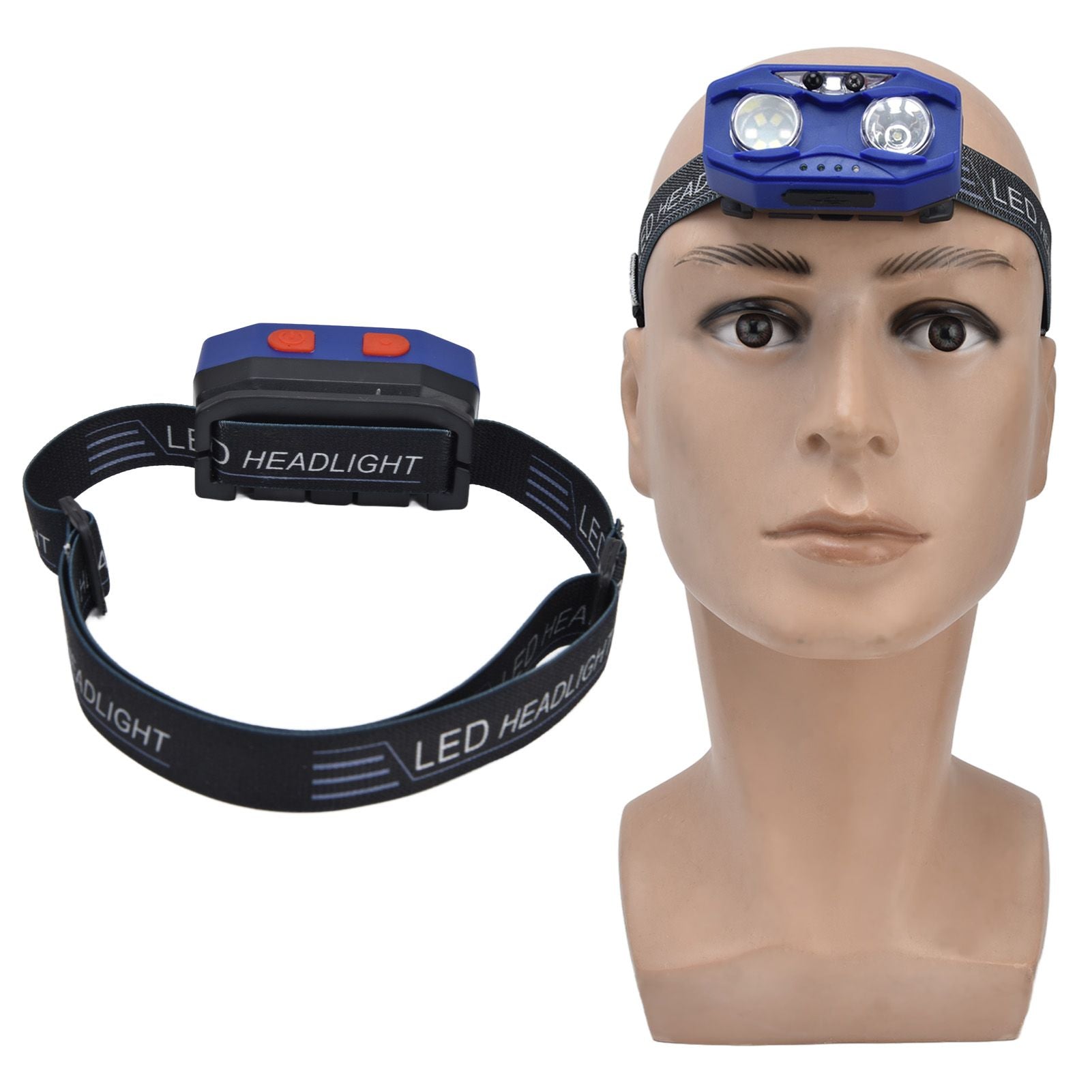 LED Headlamp Smart Switch Waving Induction USB Charging Waterproof Dual Light Source Adjustable Headband Light V1294-YM0523-3119220002011