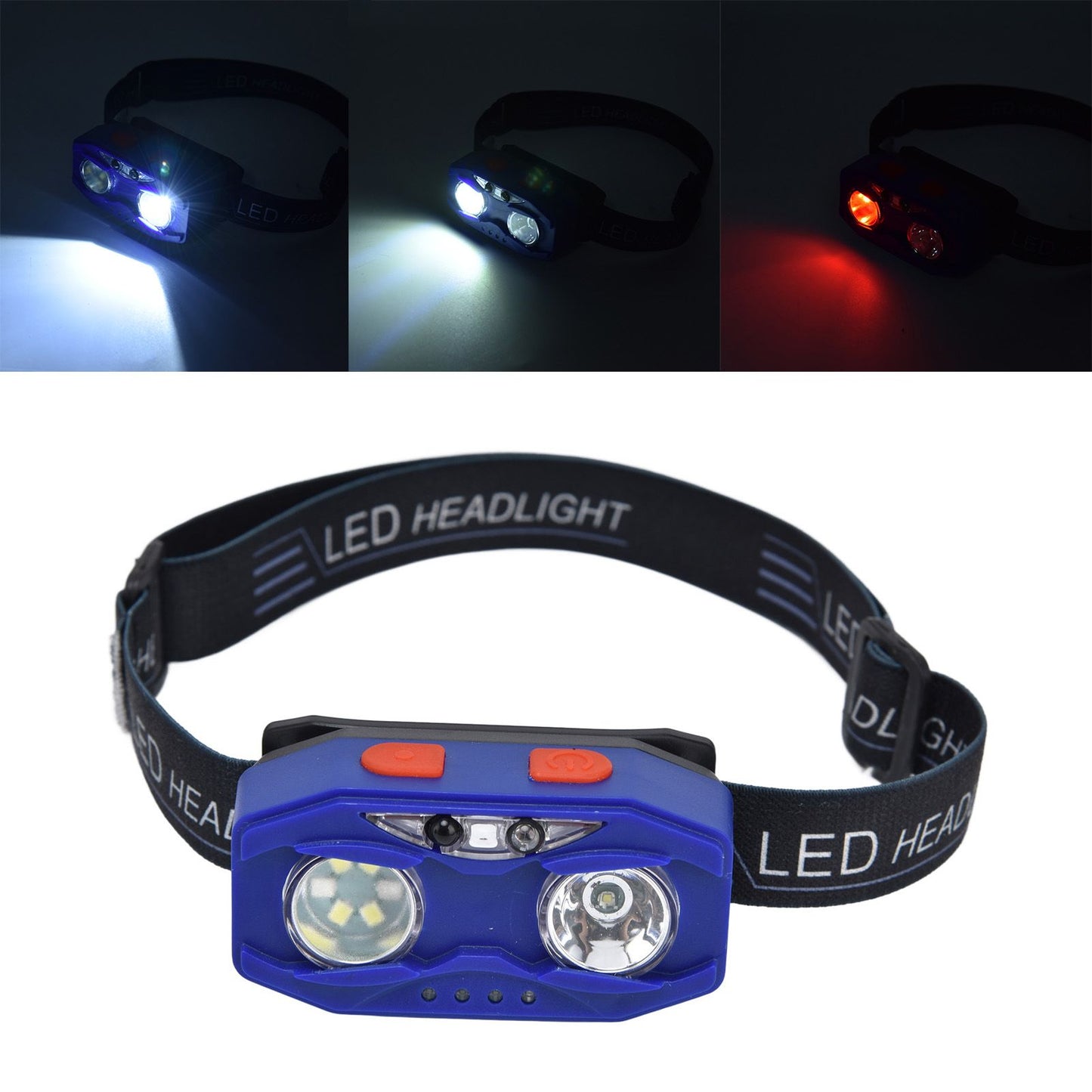 LED Headlamp Smart Switch Waving Induction USB Charging Waterproof Dual Light Source Adjustable Headband Light V1294-YM0523-3119220002011