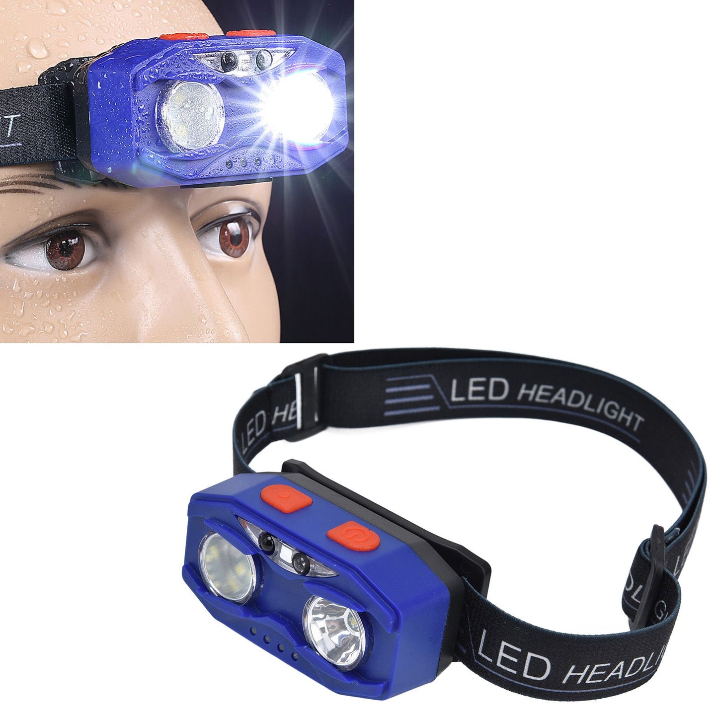 LED Headlamp Smart Switch Waving Induction USB Charging Waterproof Dual Light Source Adjustable Headband Light V1294-YM0523-3119220002011