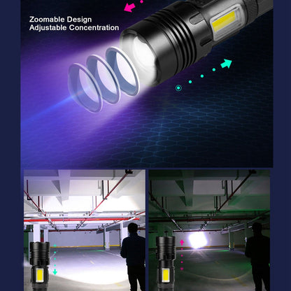 Glare Flashlight Super Bright Waterproof Zoomable with Power Display for Outdoor V1294-YM0523-3119220002211