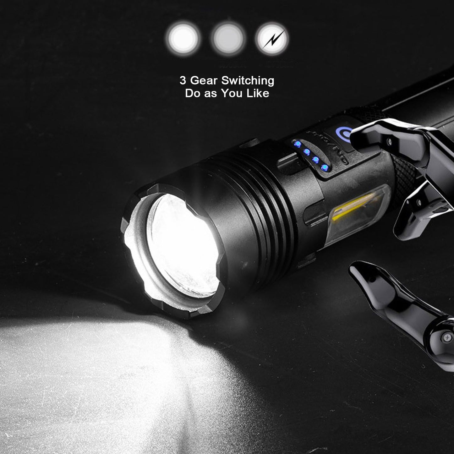 Glare Flashlight Super Bright Waterproof Zoomable with Power Display for Outdoor V1294-YM0523-3119220002211