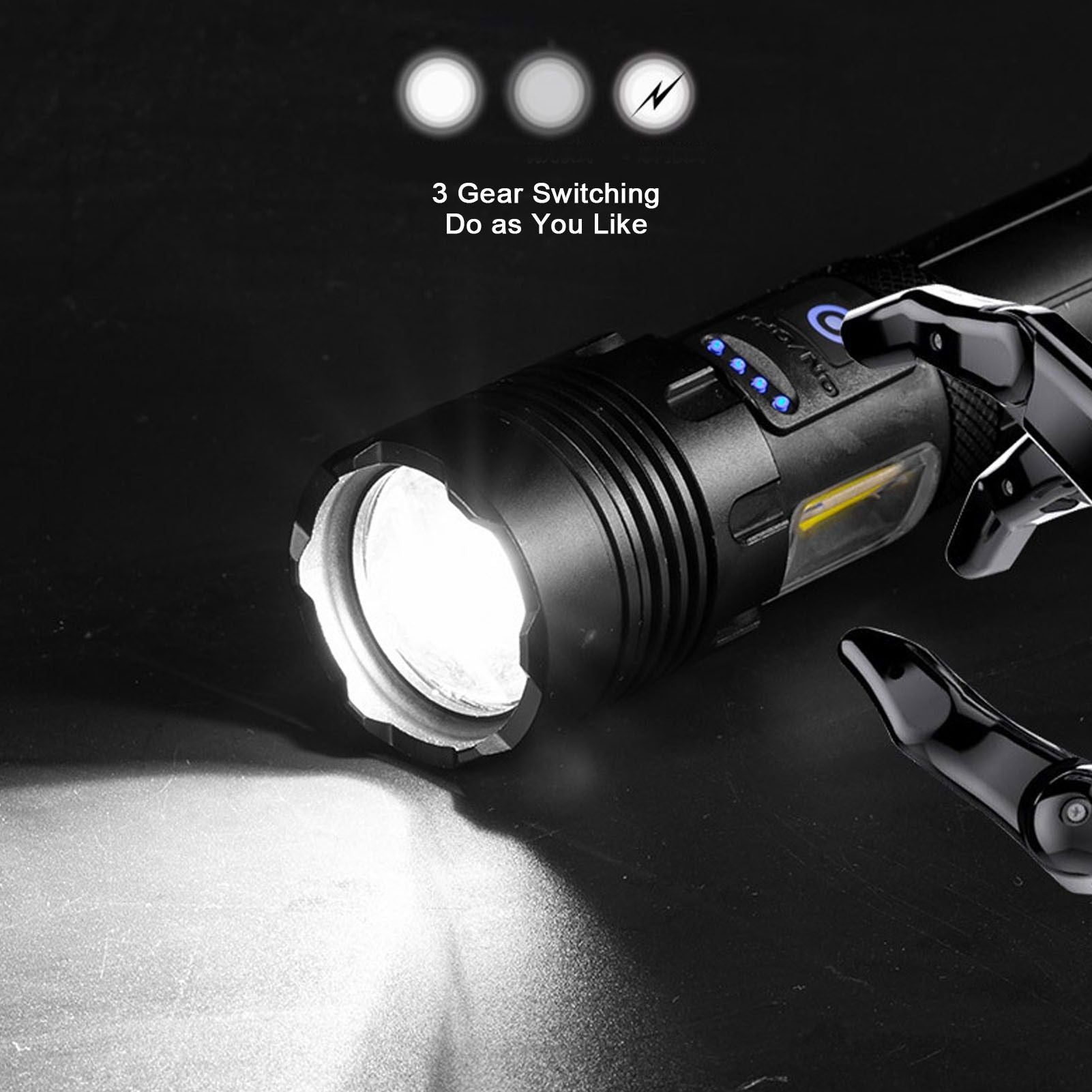 Glare Flashlight Super Bright Waterproof Zoomable with Power Display for Outdoor V1294-YM0523-3119220002211
