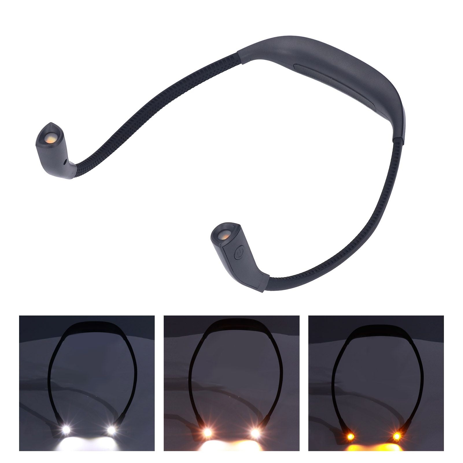 Neck Book Light USB Rechargeable Portable LED Neck Hanging Lamp for Reading RepairmentBlack V1294-YM0523-3119220003011