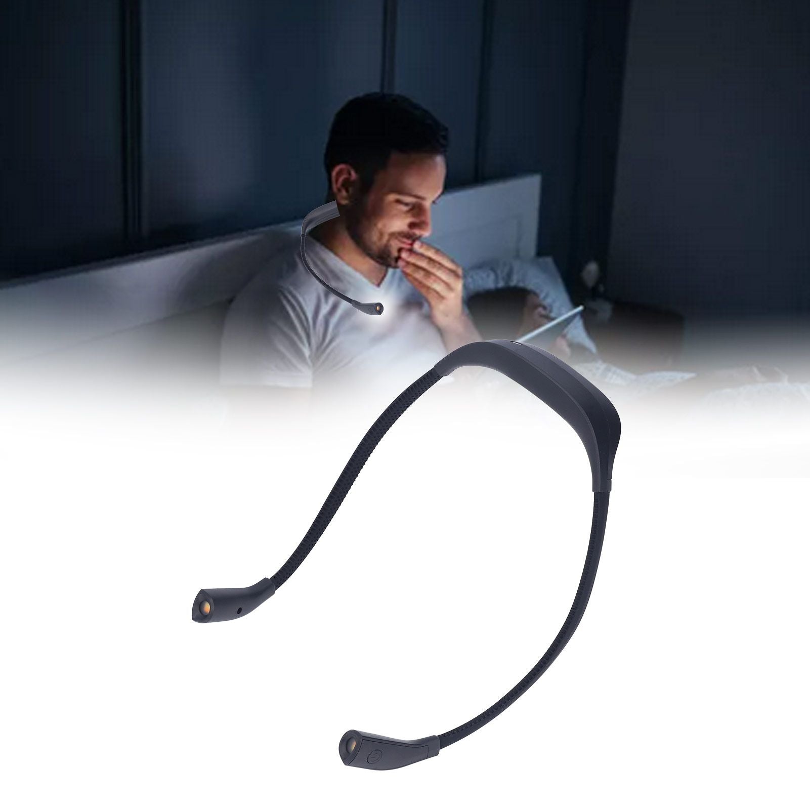 Neck Book Light USB Rechargeable Portable LED Neck Hanging Lamp for Reading RepairmentBlack V1294-YM0523-3119220003011