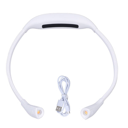Neck Book Light USB Rechargeable Portable LED Neck Hanging Lamp for Reading RepairmentWhite V1294-YM0523-3119220003012