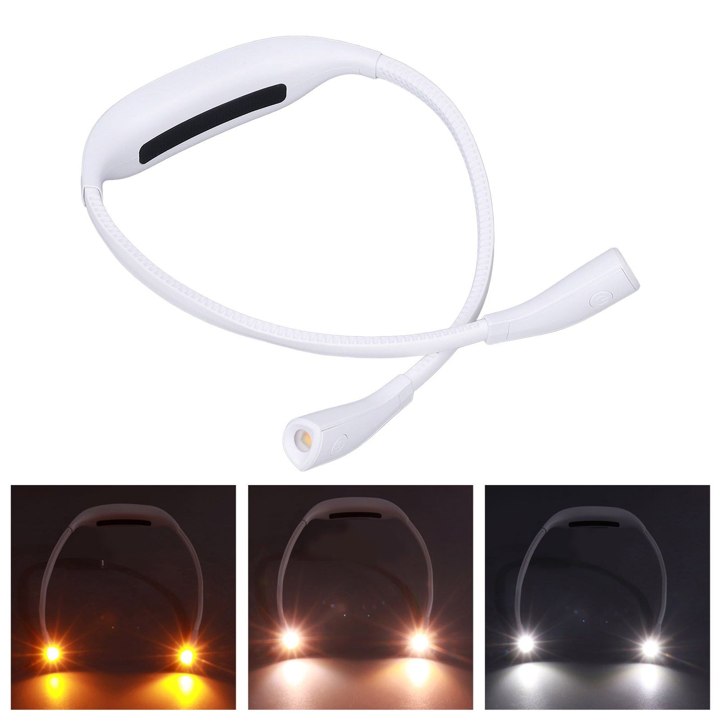 Neck Book Light USB Rechargeable Portable LED Neck Hanging Lamp for Reading RepairmentWhite V1294-YM0523-3119220003012