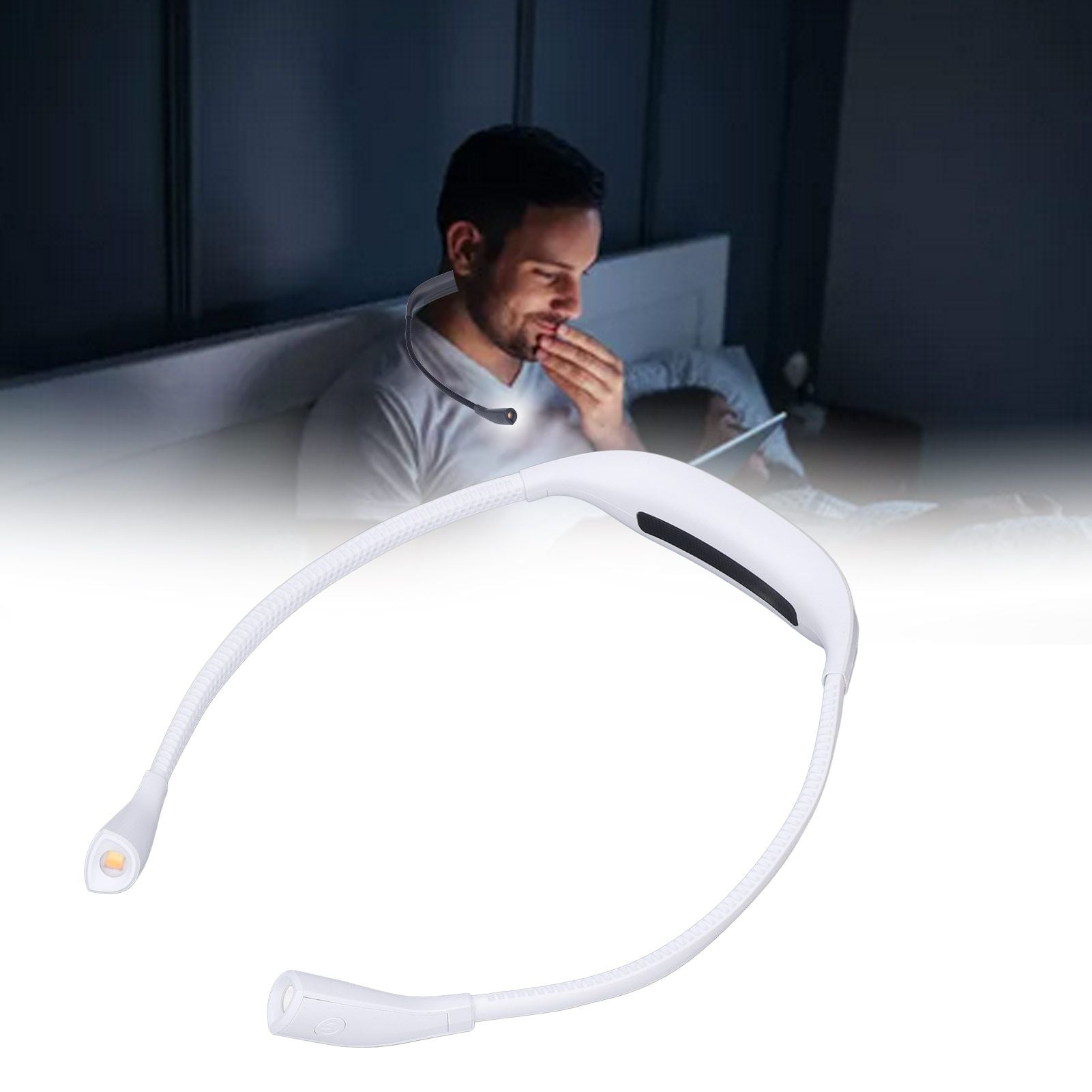 Neck Book Light USB Rechargeable Portable LED Neck Hanging Lamp for Reading RepairmentWhite V1294-YM0523-3119220003012