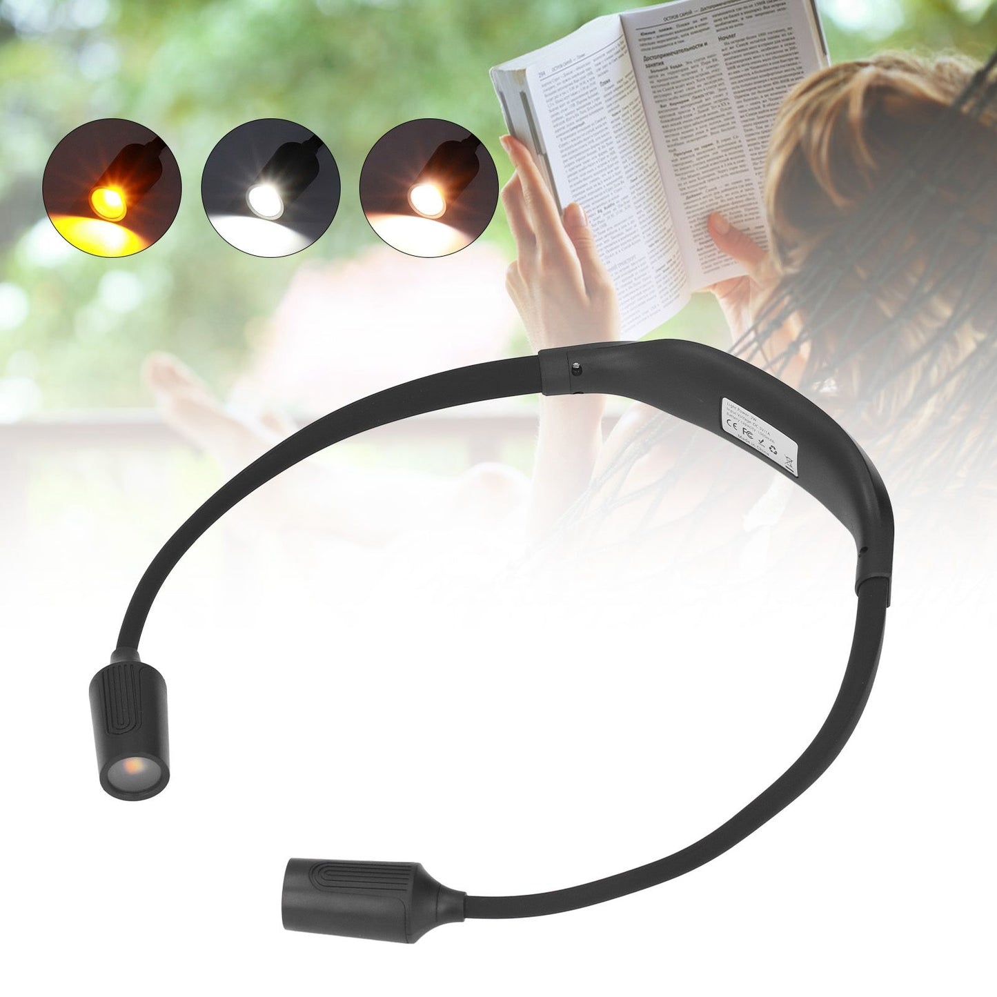 Neck Book Light Type C Charging LED Neck Reading Light with 4 LED Beads and 3 Light Sources for Night Running V1294-YM0523-3119220003311