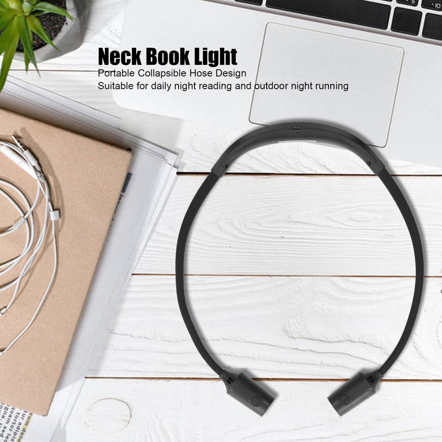 Neck Book Light Type C Charging LED Neck Reading Light with 4 LED Beads and 3 Light Sources for Night Running V1294-YM0523-3119220003311