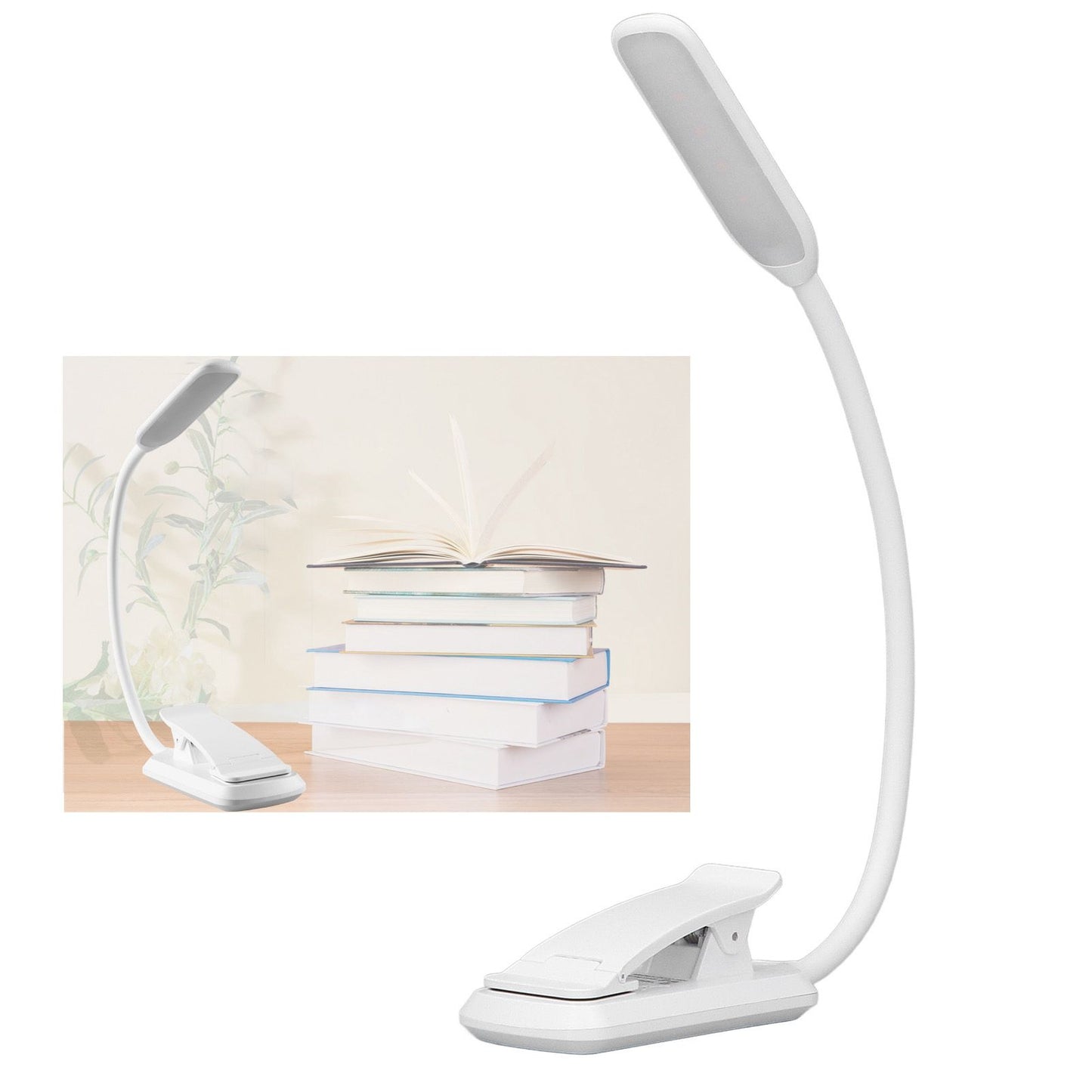 LED Desk Lamp Clip Design Three Level Adjustment Mini Foldable White USB Touch Table Light V1294-YM0523-3119220003511