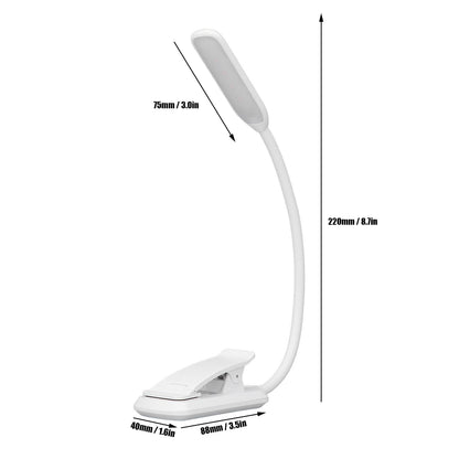 LED Desk Lamp Clip Design Three Level Adjustment Mini Foldable White USB Touch Table Light V1294-YM0523-3119220003511