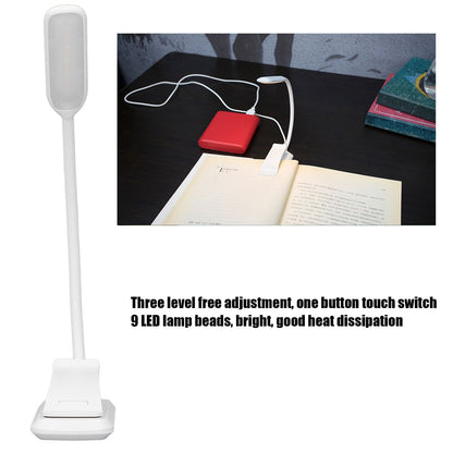 LED Desk Lamp Clip Design Three Level Adjustment Mini Foldable White USB Touch Table Light V1294-YM0523-3119220003511