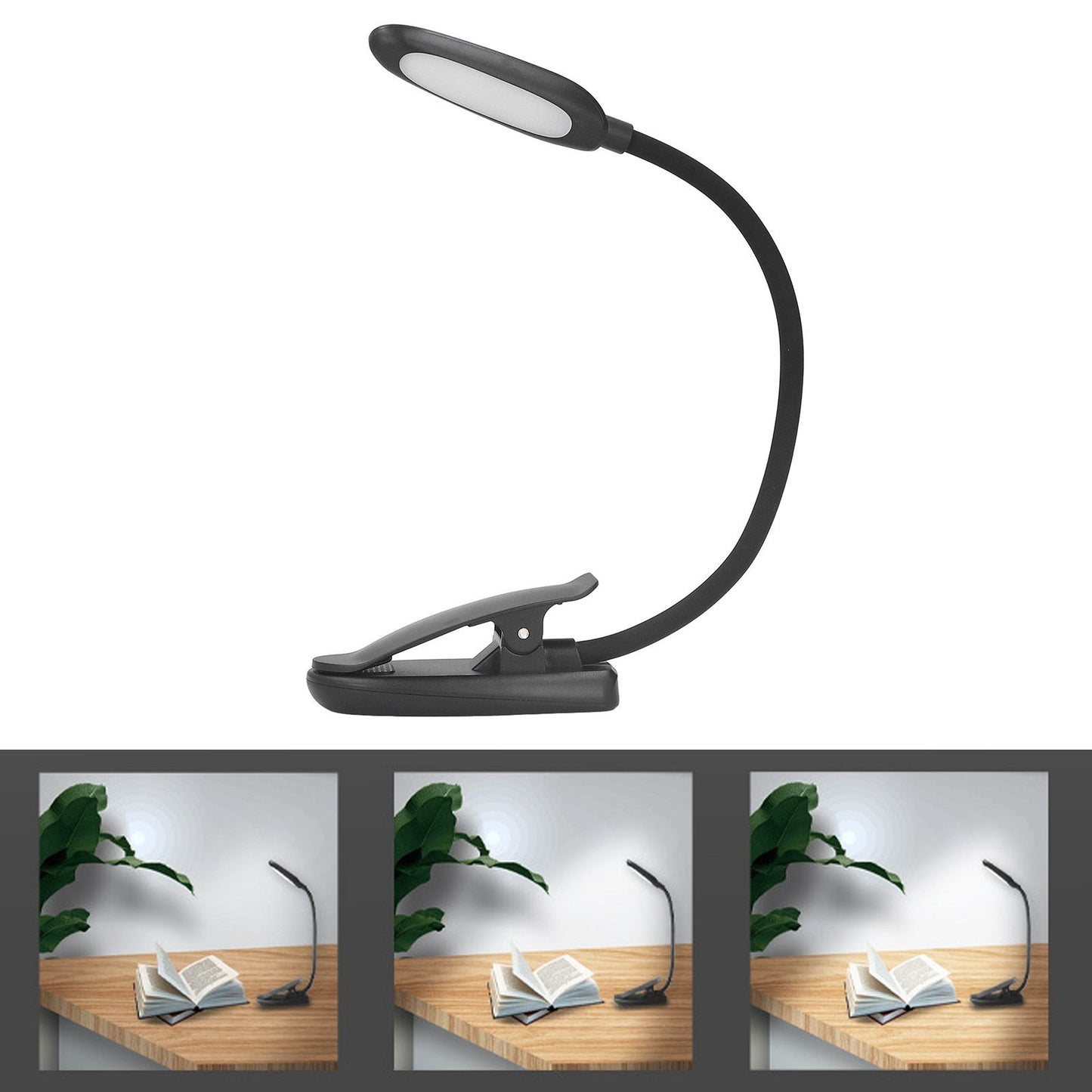 Clip On Light Reading Light 6 LED USB Charging Desk Lamp with 360 degrees Flexible Gooseneck Clamp for Desk V1294-YM0523-3119220003611