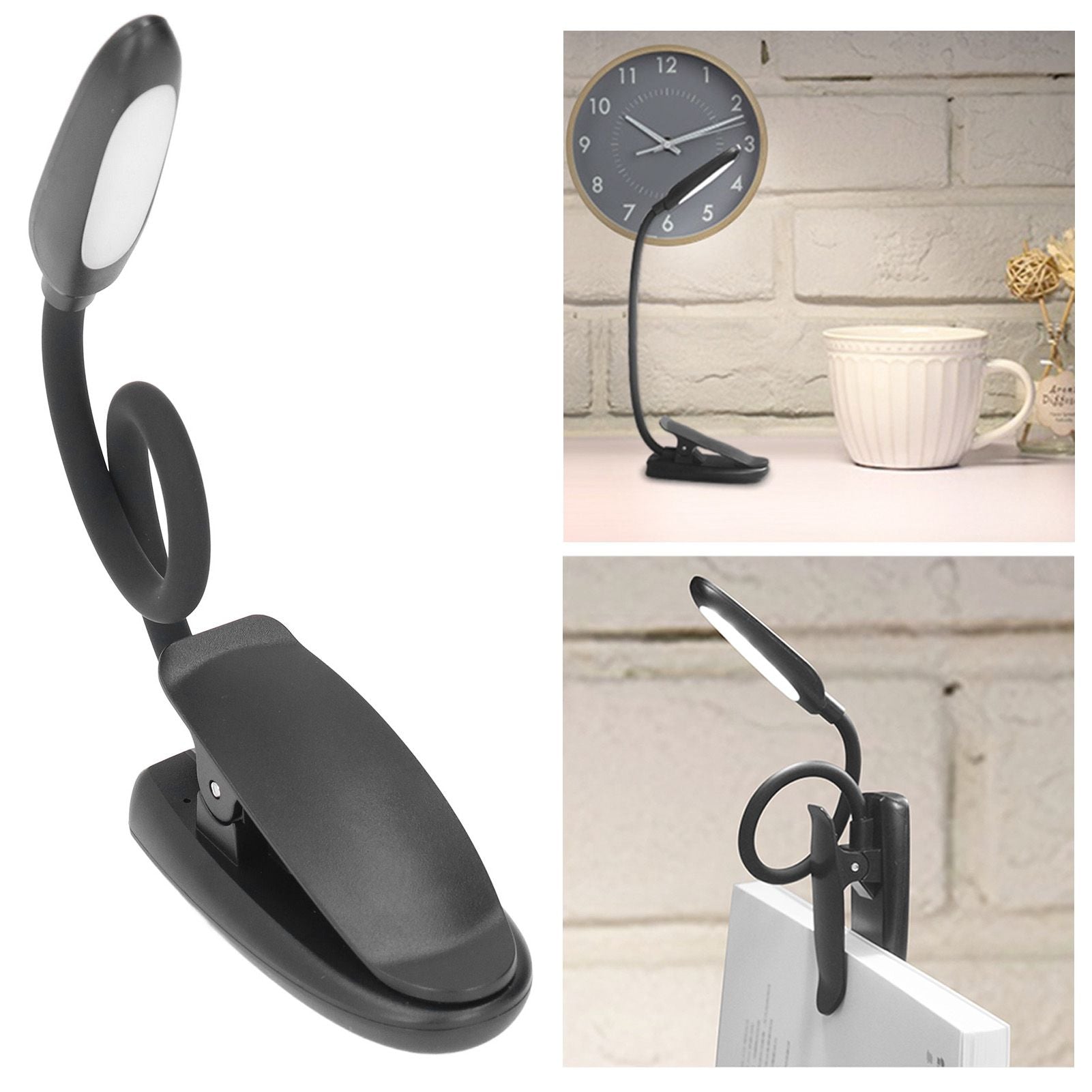 Clip On Light Reading Light 6 LED USB Charging Desk Lamp with 360 degrees Flexible Gooseneck Clamp for Desk V1294-YM0523-3119220003611