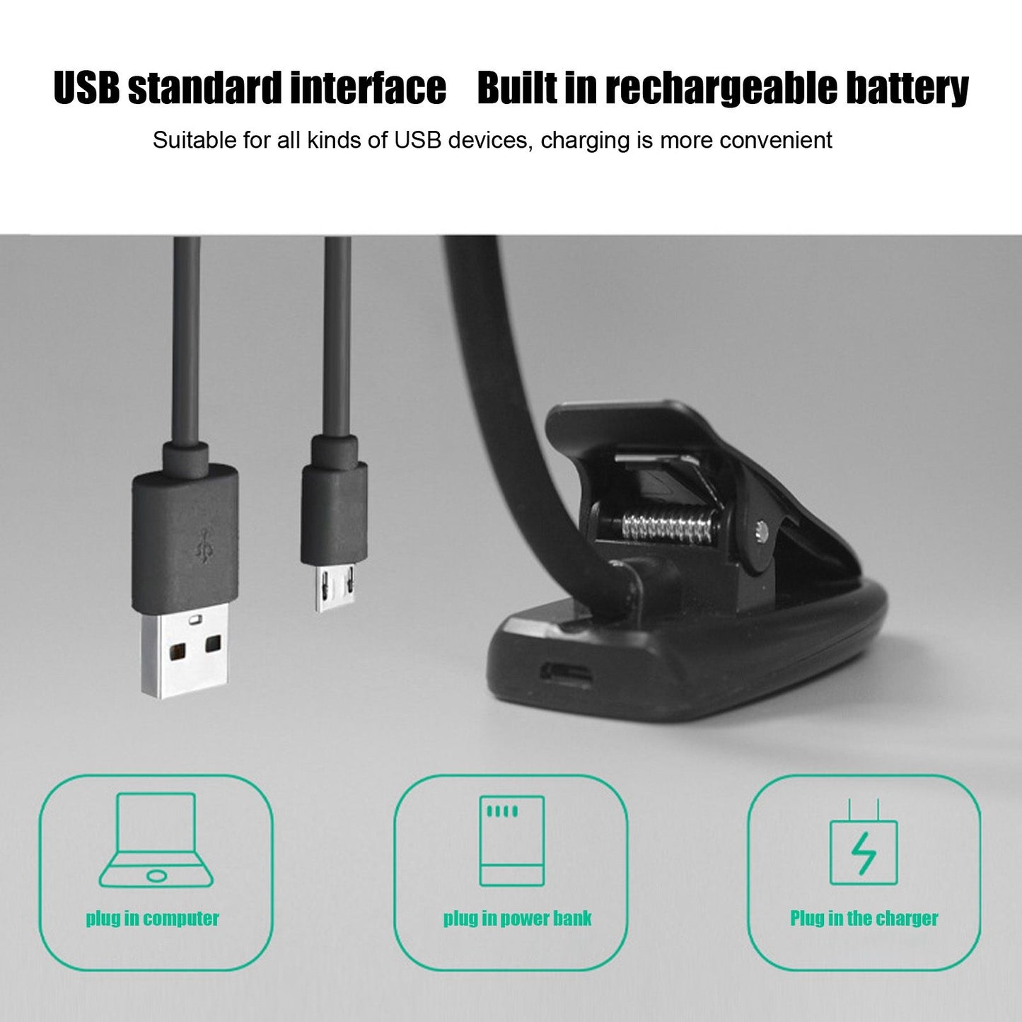 Clip On Light Reading Light 6 LED USB Charging Desk Lamp with 360 degrees Flexible Gooseneck Clamp for Desk V1294-YM0523-3119220003611