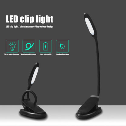 Clip On Light Reading Light 6 LED USB Charging Desk Lamp with 360 degrees Flexible Gooseneck Clamp for Desk V1294-YM0523-3119220003611