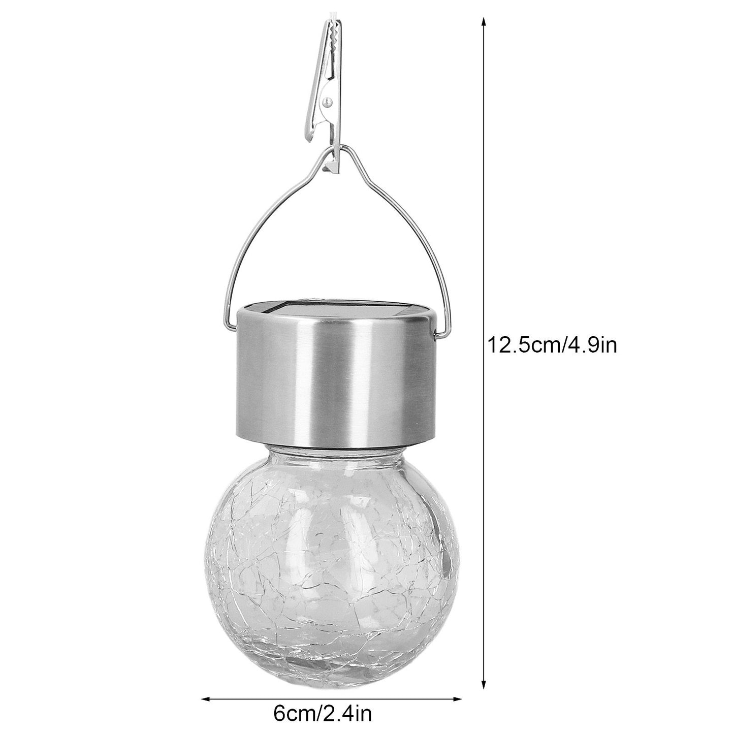 Hanging Solar Lights Glass Ball Shape Crack Pattern Energy Saving Solar Charging Automatic Sensing Bulbs for V1294-YM0523-3119220003711
