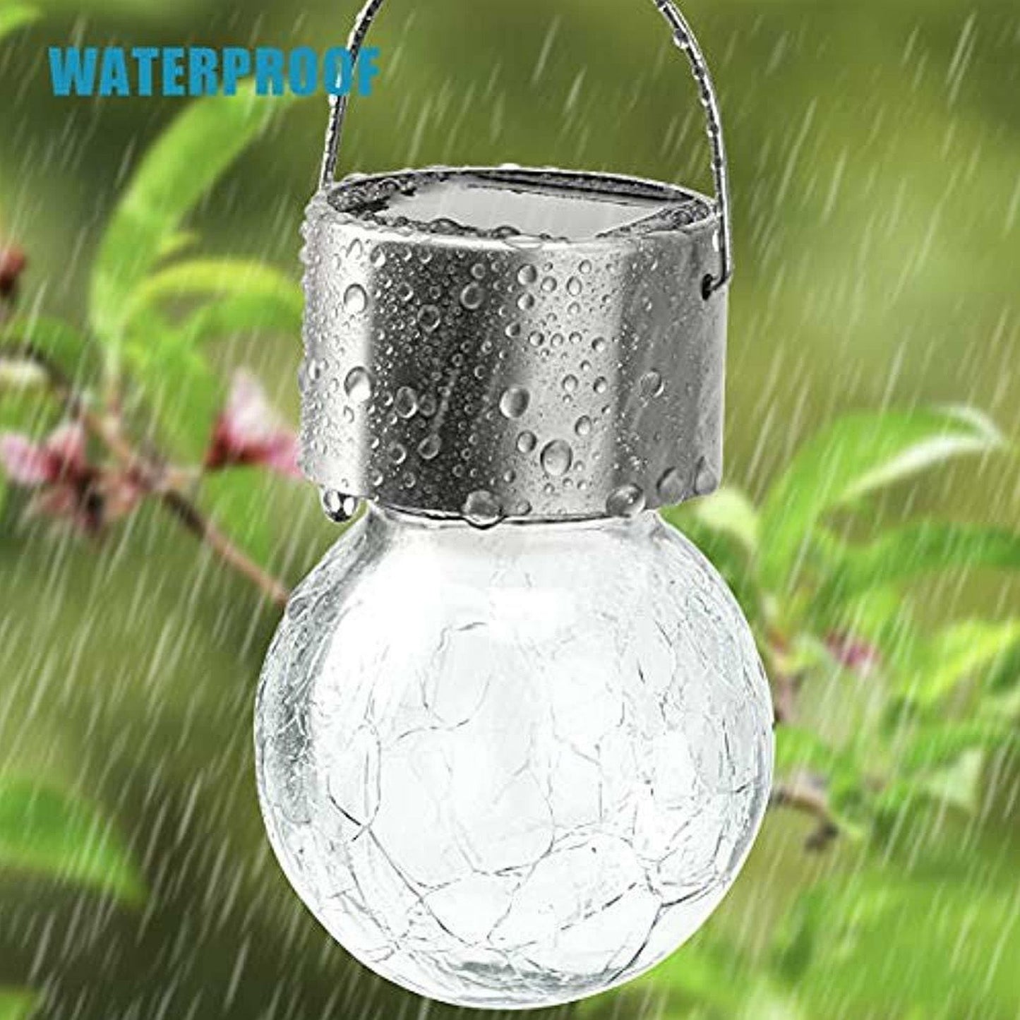 Hanging Solar Lights Glass Ball Shape Crack Pattern Energy Saving Solar Charging Automatic Sensing Bulbs for V1294-YM0523-3119220003711