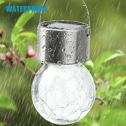 Hanging Solar Lights Glass Ball Shape Crack Pattern Energy Saving Solar Charging Automatic Sensing Bulbs for V1294-YM0523-3119220003711