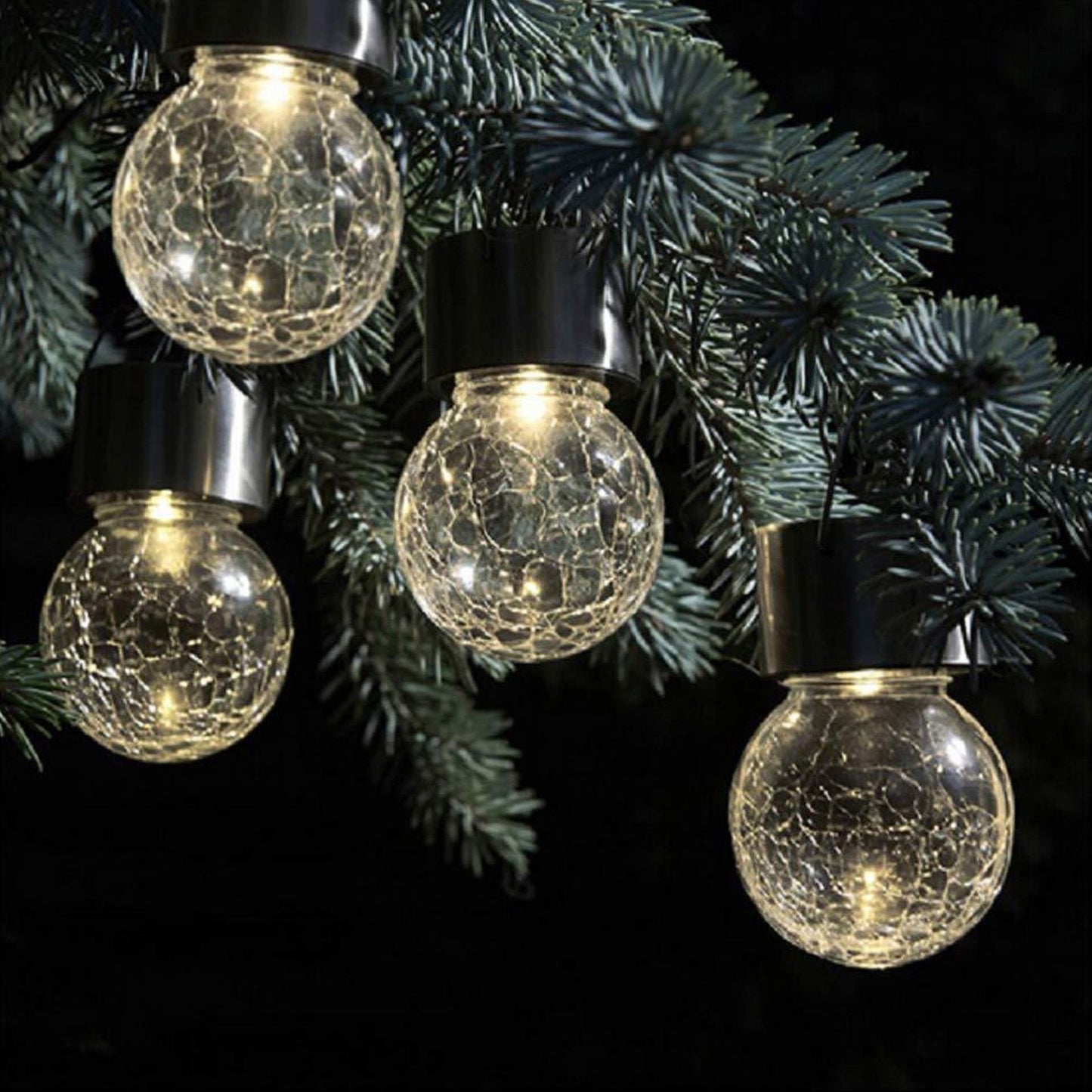 Hanging Solar Lights Glass Ball Shape Crack Pattern Energy Saving Solar Charging Automatic Sensing Bulbs for V1294-YM0523-3119220003711