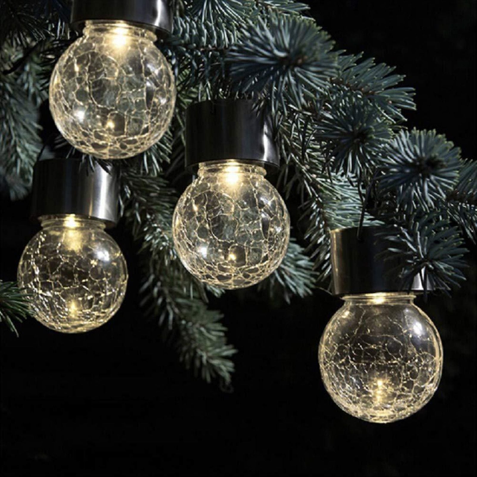 Hanging Solar Lights Glass Ball Shape Crack Pattern Energy Saving Solar Charging Automatic Sensing Bulbs for V1294-YM0523-3119220003711