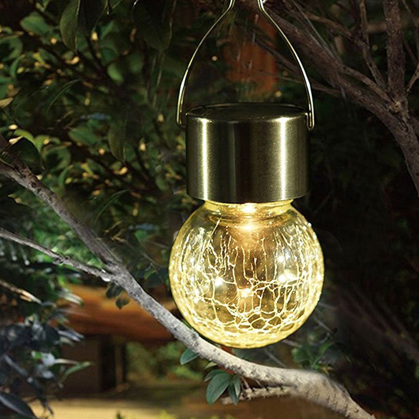 Hanging Solar Lights Glass Ball Shape Crack Pattern Energy Saving Solar Charging Automatic Sensing Bulbs for V1294-YM0523-3119220003711