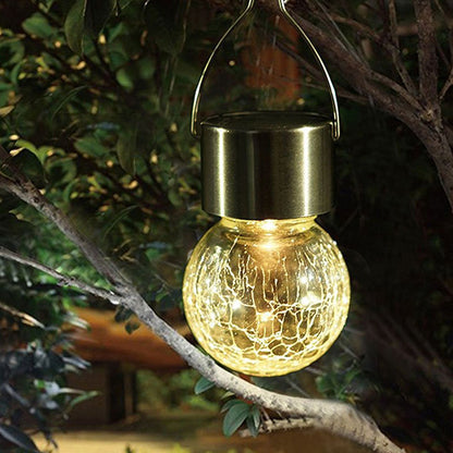 Hanging Solar Lights Glass Ball Shape Crack Pattern Energy Saving Solar Charging Automatic Sensing Bulbs for V1294-YM0523-3119220003711
