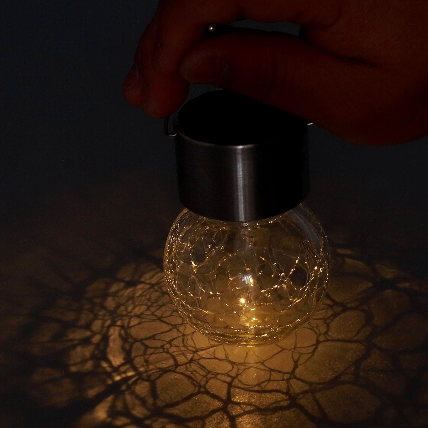 Hanging Solar Lights Glass Ball Shape Crack Pattern Energy Saving Solar Charging Automatic Sensing Bulbs for V1294-YM0523-3119220003711