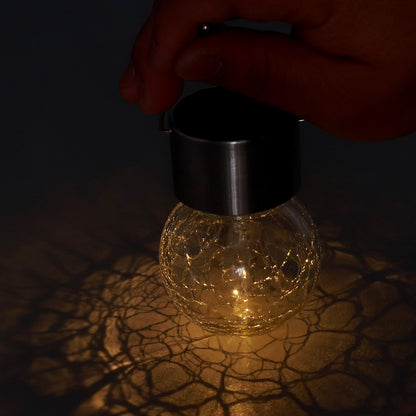 Hanging Solar Lights Glass Ball Shape Crack Pattern Energy Saving Solar Charging Automatic Sensing Bulbs for V1294-YM0523-3119220003711