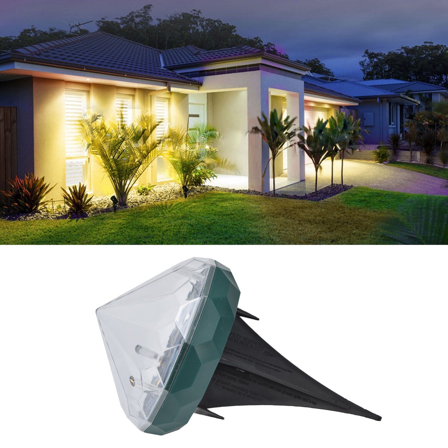 Solar Lawn Light Unique Diamond Design Waterproof LED Ground Insert Lamp for Courtyards Gardens Parks V1294-YM0523-3119220004111