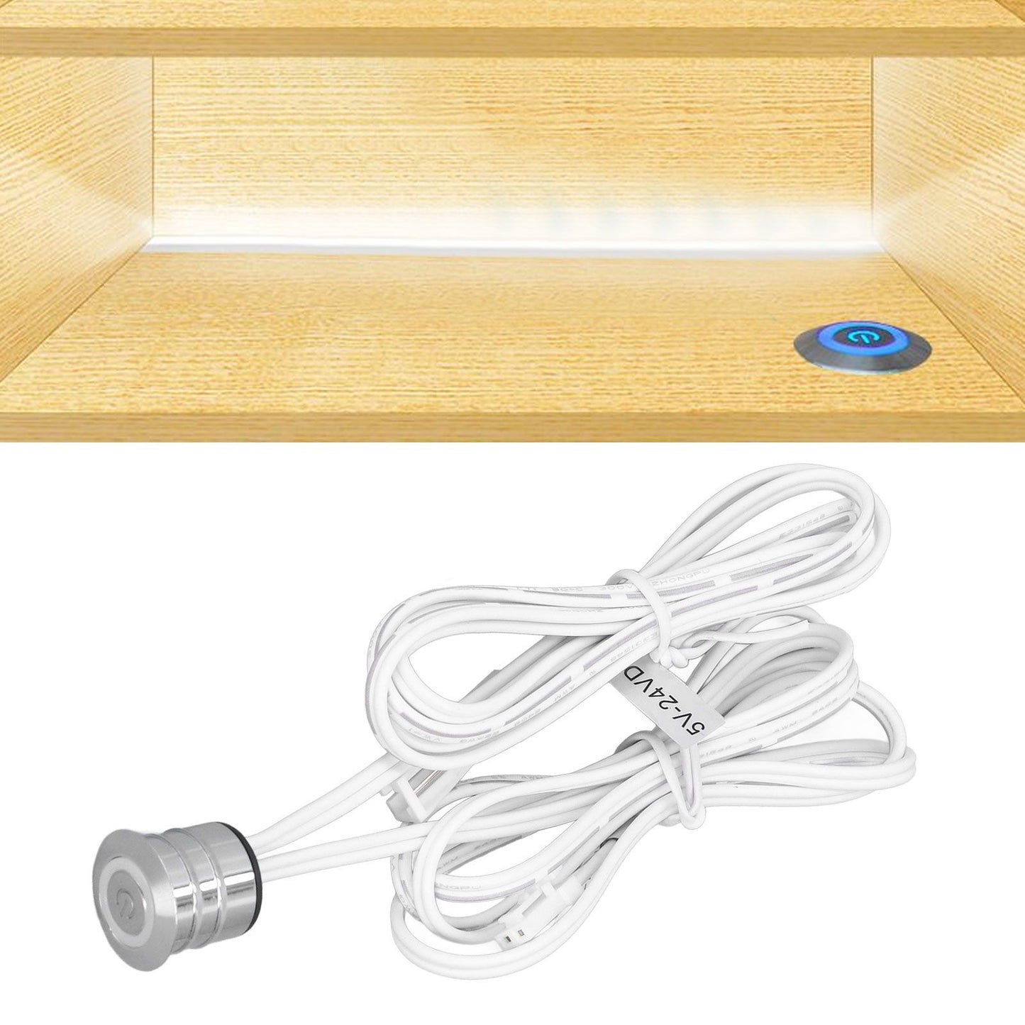 Cabinet Lamp Switch Embedded Installation Touch Light Switch with Blue Light Display DC 5V-24V V1294-YM0523-3119220004511