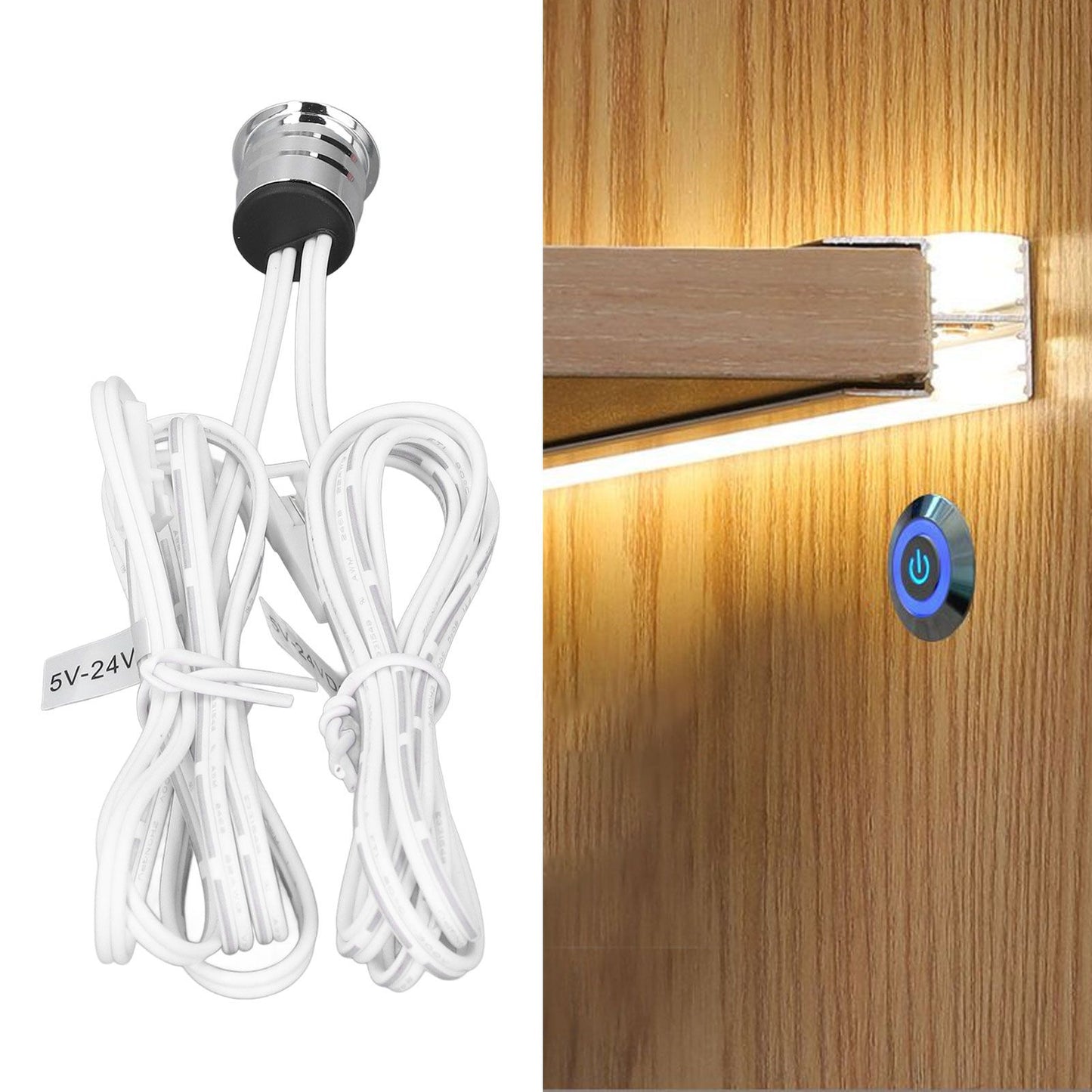 Cabinet Lamp Switch Embedded Installation Touch Light Switch with Blue Light Display DC 5V-24V V1294-YM0523-3119220004511