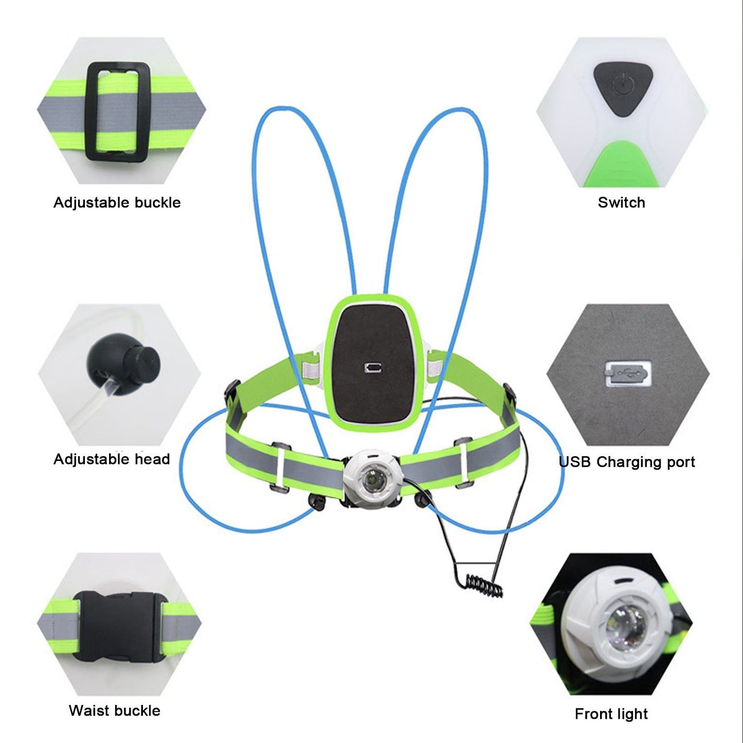 Reflective Running Vest LED USB Charging RGB 6 Colors Adjustable Lightweight Strong Light Waterproof Running V1294-YM0523-3119220005111